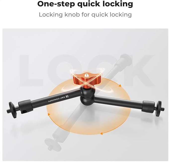 K&F Concept 9.8" Magic Arm Clamp Kit with 1/4" & 3/8" Thread Screw 360° Ball Heads Articulating Magic Arm with Tripod Mount Adapter for Gopro/LED Lights/Monitor/Flash/Microphone/DSLR Camera