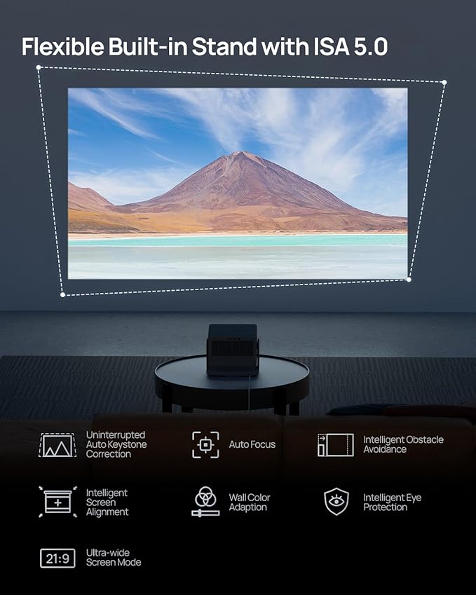 XGIMI HORIZON S Pro 2024 NEW 4K Projector, Dolby Vision, 1800 ISO Lumens, 110% BT.2020, Built-in Flexible Stand, Intelligent Screen Adaption, 2 x 12W Harman Kardon
