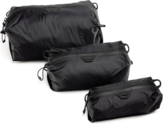 Peak Design Ultralight Terra Shell Packing Cube Bundle, Black, Travel Cubes with Strap Attachment Points and Luggage Pass Through, Zipper Opening, Travel Organizer for Men and Women, Sizes XXS, XS, S