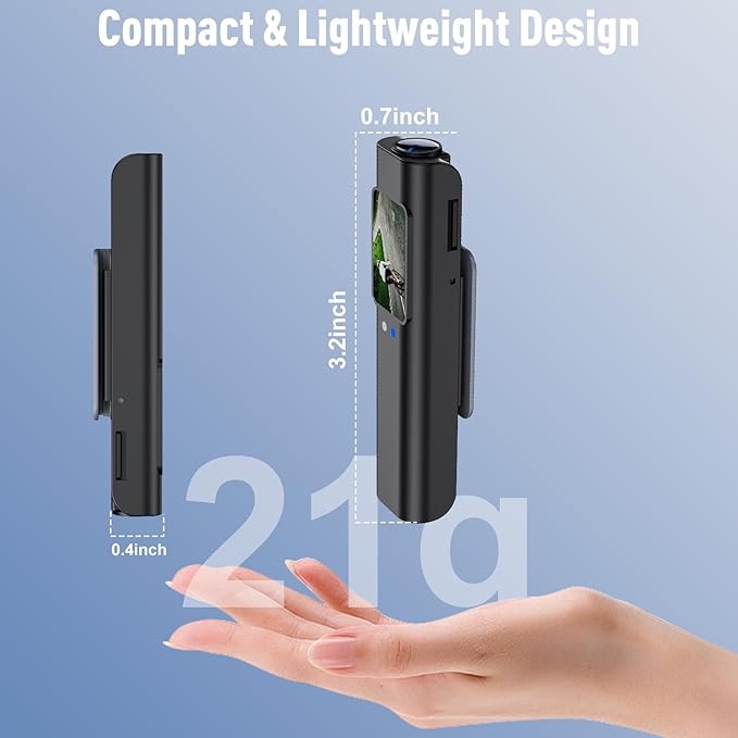 Hands Free Clip On POV Sports Camera 110 Degree 2.7K, WiFi Mini Camera for Glasses with Live View, Cycling Fishing Vlog Recorder, Kids Pets Daily Recording, Includes 16GB Card(Black)