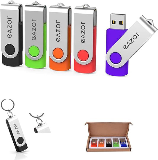 64 GB Flash Drive USB Flash Drive Thumb Drive 5 Pack 64GB USB Memory Stick USB Drives for Data Storage - (5 Mixed Colors)