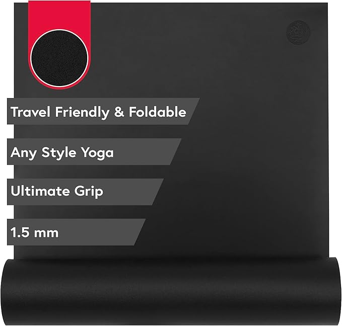 Manduka GRP Adapt Travel Yoga Mat 71" - 1.5mm | Foldable & Travel friendly | Ultimate Grip | Sweat ready for Any Style of Yoga | 71 x 24 inches