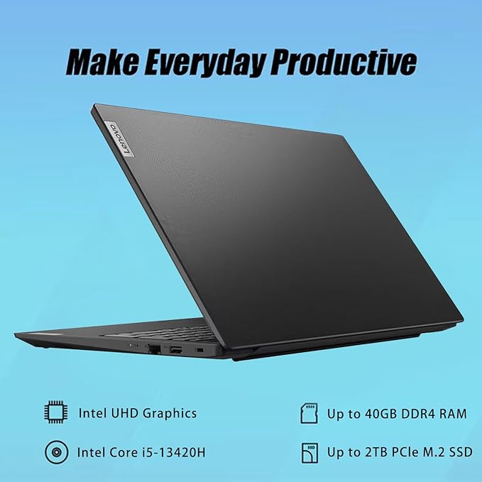 Lenovo V15 Gen 4 Laptop, 15.6" FHD Display, Intel Core i5-13420H (Beat i7-1355U), 24GB RAM, 1TB SSD, HDMI, RJ45, Numeric Keypad, Webcam, Wi-Fi, Windows 11 Home, Black