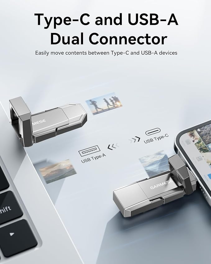 128GB USB C Flash Drive Up to 450MB/s USB 3.2 Solid State Thumb Drive 2-in-1 Dual Flash Drive Data Storage Memory Stick Compatible with Smartphone Tablet Computer Game Console