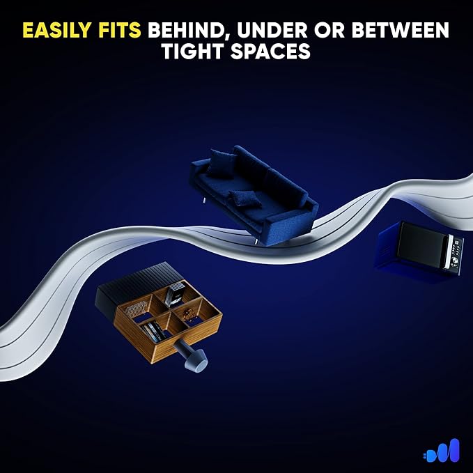 Maximm 360° Rotating Flat Plug Extension Cord with a Removable Hook, White Extension Cord 3 ft (16 Gauge) UL Certified