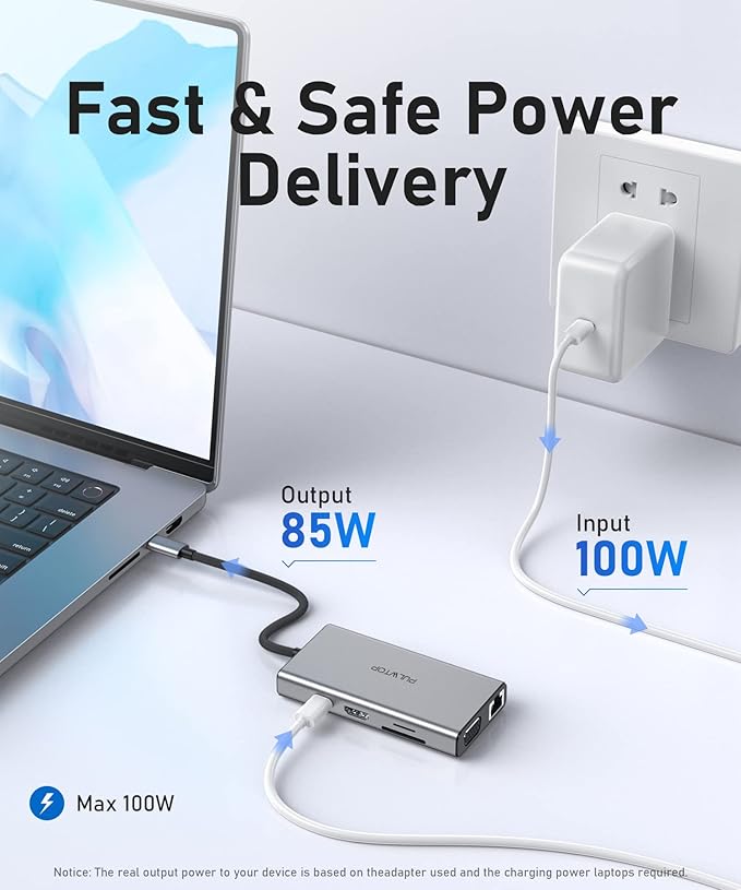 Laptop Docking Station 10 in 1 USB C Hub Multiport Adapter, 1*HDMI 4K 30Hz,VGA, Ethernet, USB 3.0, USB A 2.0, TF/SD, Audio, MacBook Dongle for MacBook Dell Hp Lenovo Laptop Type C Devices