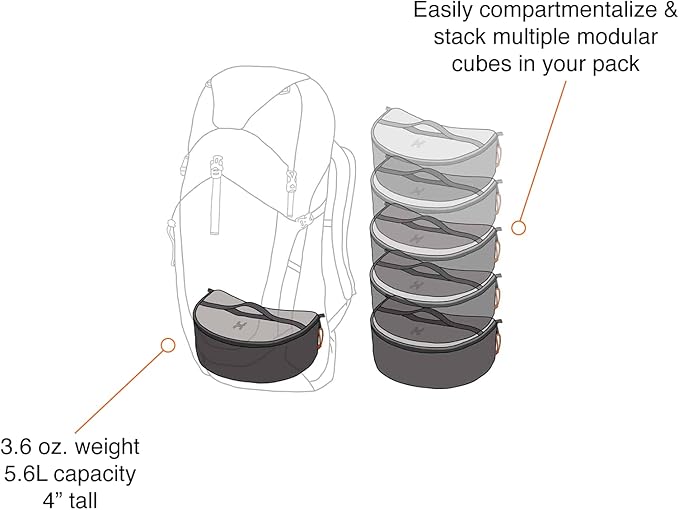 Hillsound PackStack Pro Storage Cubes, Waterproof Packing Cubes for Backpacking & Camping Space-Saving Modular Backpack Organizers