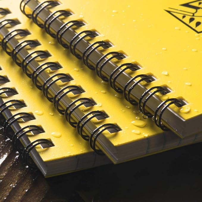 Rite in the Rain Weatherproof Top Spiral Notepad, 4" x 6", Yellow Cover, Universal Pattern, 3 Pack (No. 146-3)