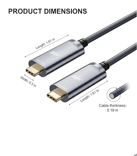 Fiber Optic USB C to USB C Cable(33ft),Slim High Speed 10Gbps USB 3.2 Gen2 Active Optical Cable for VR, Webcam, Laptop etc