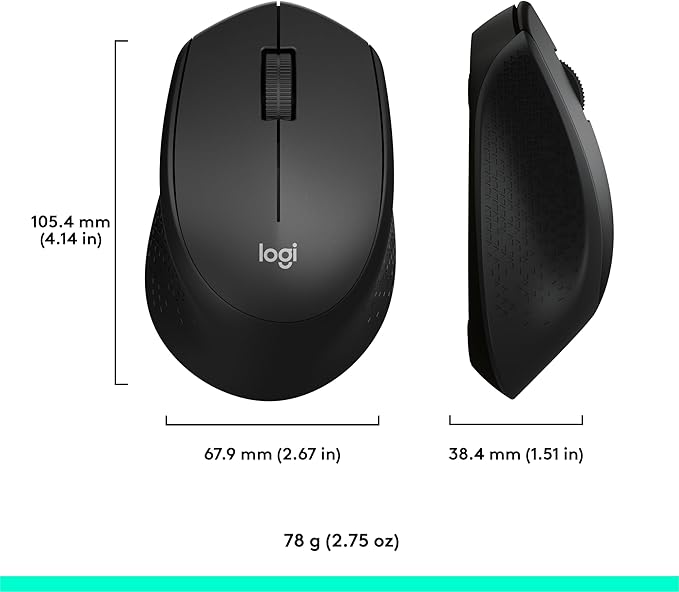 Logitech M330 SILENT Wireless Mouse, 2.4GHz with USB Receiver, Optical Tracking, Quiet & Lightweight, Long Battery Life, for PC, Mac, Laptop, Chromebook - Black