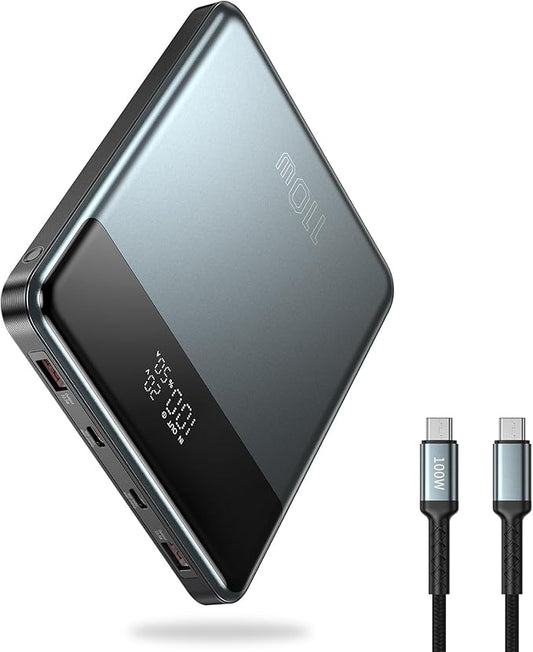 110W Laptop Power Bank,30000mAh Fast Charging Laptop Portable Charger,4-Port 100W Max Battery Power Bank,Smart Display,for MacBook,iPhone,iPad,AirPods,Samsung,Switch