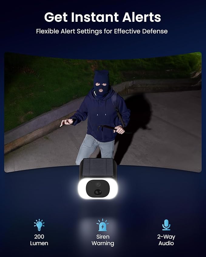 ieGeek S1 Solar Security Cameras Wireless Outdoor, 2K WiFi Battery Powered Home Surveillance Camera with Embedded Solar Panel, AI Motion Sensor, Smart Alarm, Color Night Vision, Cloud/SD,Works w/Alexa