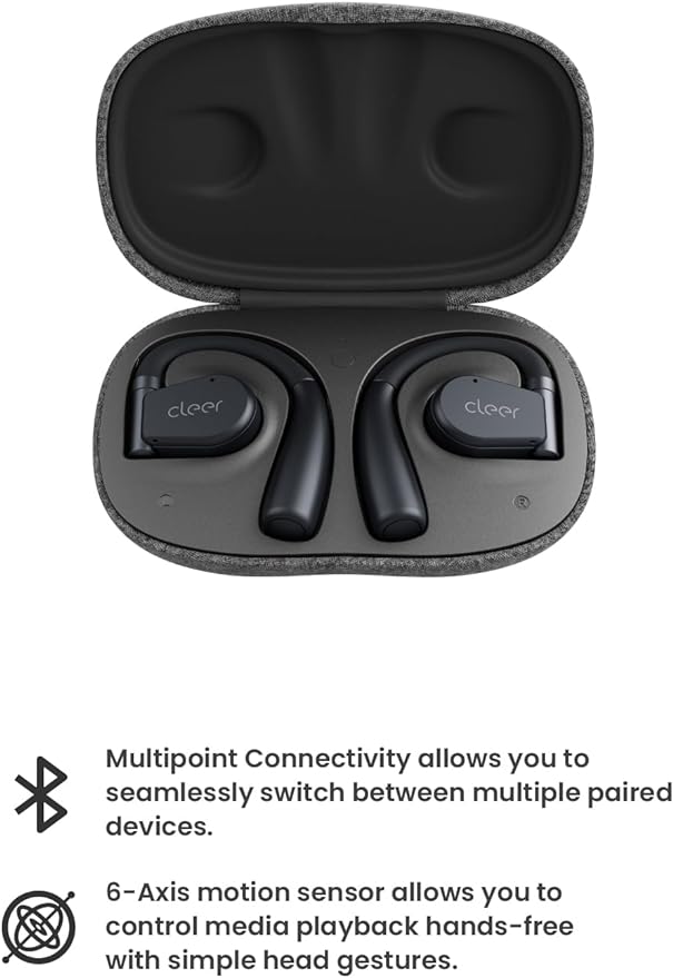 Cleer ARC II Open Ear Headphones, True Wireless Ear Buds with Dual Mic, Sweat Resistant, Multi-Point Connect, 35 Hrs Playtime, Secure Fit, Bluetooth 5.3 Earbuds with Ear Hooks, Preset EQs, Blue