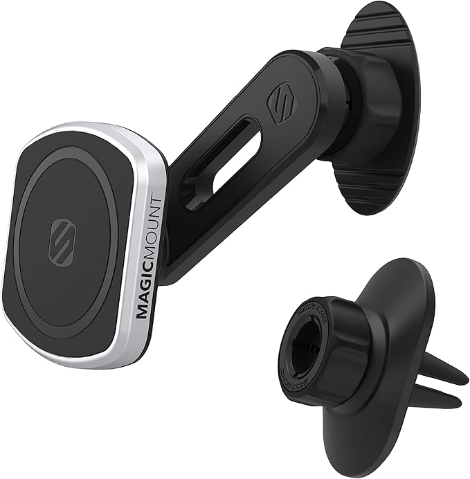 Scosche MP2ODVM-XTSP MagicMount Pro2 Dash/Vent/Window 4-in-1 Magnetic Cell Phone Holder Car Mount Kit Compatible with MagSafe, iPhones, Galaxy, Pixel & All Smartphones