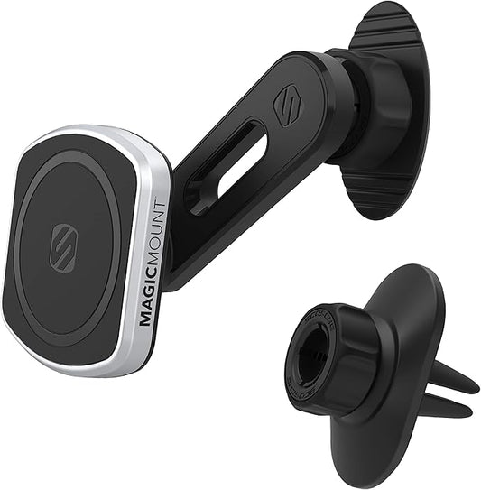 Scosche MP2ODVM-XTSP MagicMount Pro2 Dash/Vent/Window 4-in-1 Magnetic Cell Phone Holder Car Mount Kit Compatible with MagSafe, iPhones, Galaxy, Pixel & All Smartphones