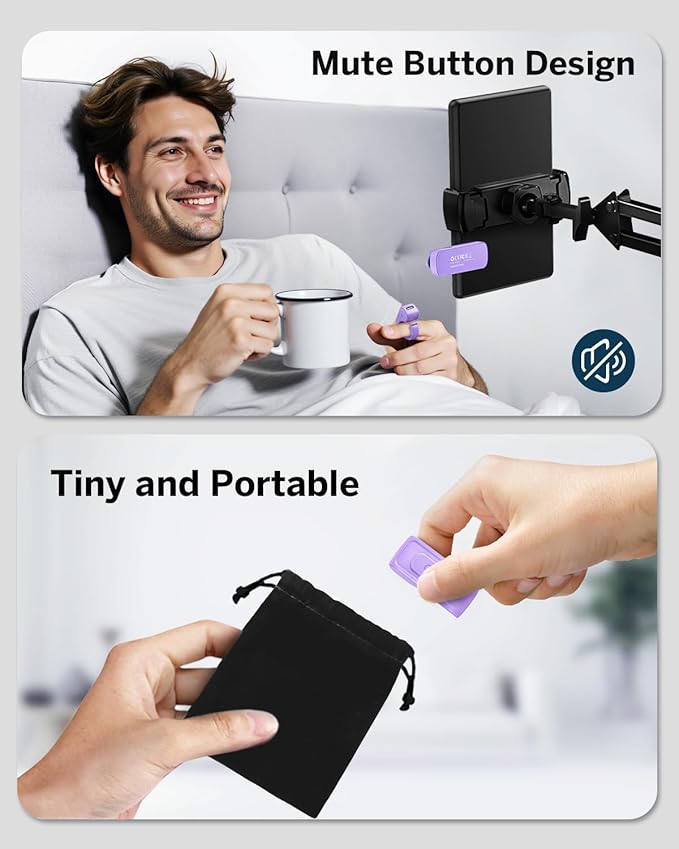 [Case-Friendly] Remote Control Page Turner Ring for Kindle Paperwhite Oasis Scribe Kobo eReaders, Camera Camcorder Remote Controls, Page Turner Clicker for ipad iPhone Tablets with Storage Bag