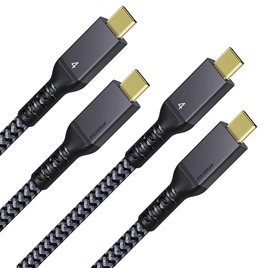 Maxonar 2 Packs Long 10FT Thunderbolt 4 Cable with 40Gbps Data Sync/240W Charging and 8K for Thunderbolt 4/3, USB4, and USB C Devices