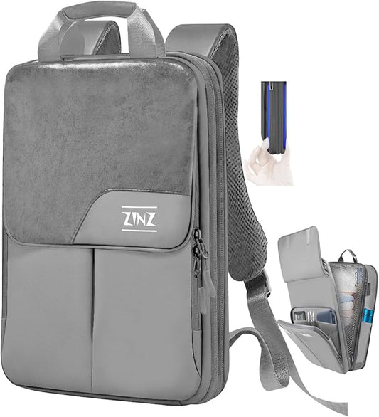 ZINZ Slim & Expandable Laptop Backpack 15.6 16 17 inch Travel Business Backpack Water-Resistant Daypack for Men and Women，Grey