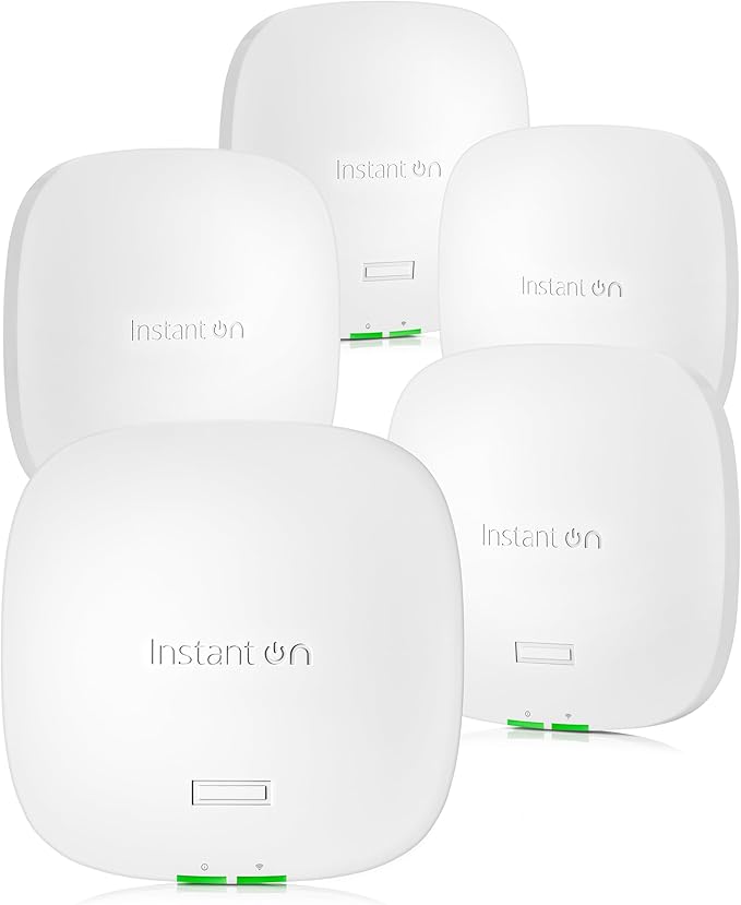 HPE Networking Instant On Access Point AP32 2x2 WiFi 6E Indoor Wireless Access Point (5 Pack) | Secure, Tri-Band, Future Ready | Power Source Not Included | US Model (S1T22A-5PACK)