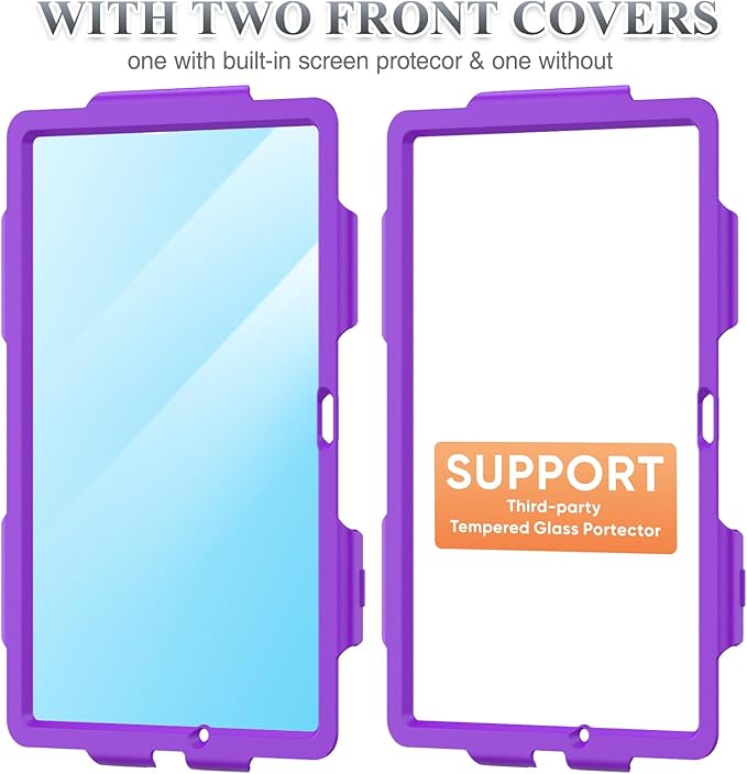 SEYMAC stock Case for Samsung Galaxy Tab A9+ Plus 11'', Full-Body Drop Protection Case with Screen Protector Pencil Holder [360° Rotating Hand Strap] &Stand, Purple+Colorful