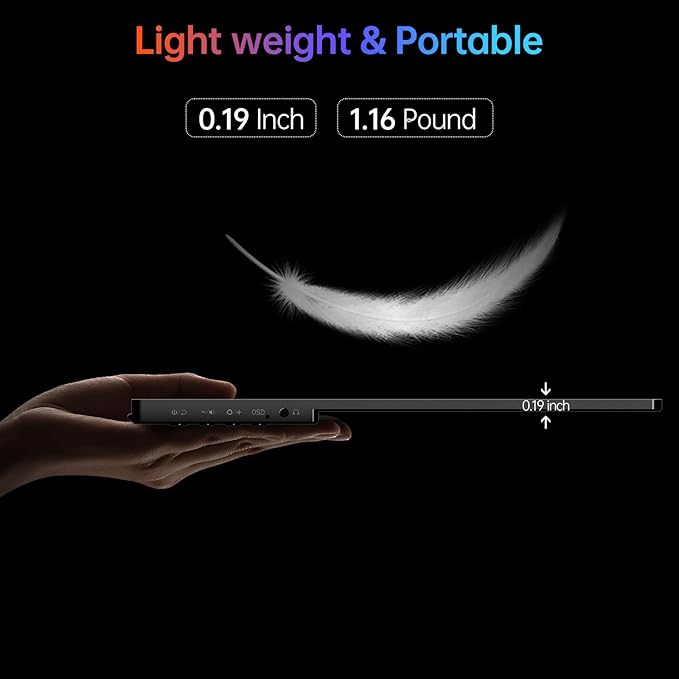 VILVA Portable Monitor 14 inch FHD 1920 * 1200P USB C HDMI Ultra-Slim IPS Travel Display w/Smart Cover & Speakers, HDR Plug&Play, External Monitor for Laptop PC, Phone,Mac