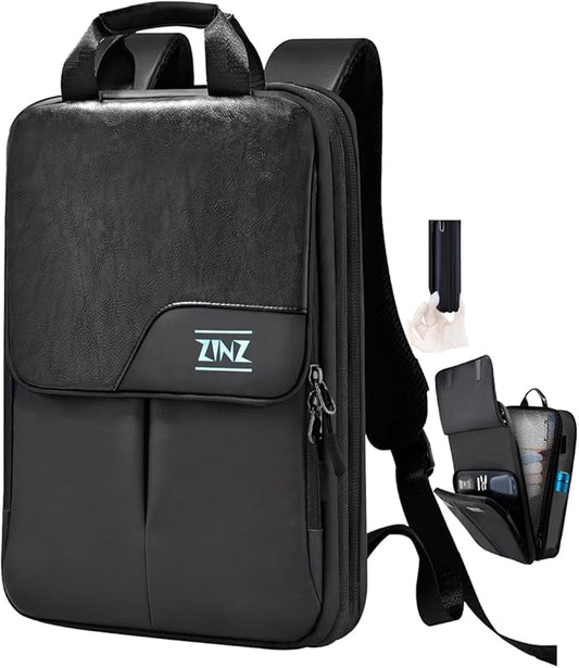 ZINZ Slim & Expandable Laptop Backpack 15.6 16 17 inch Travel Business Backpack Water-Resistant Daypack for Men and Women，Black
