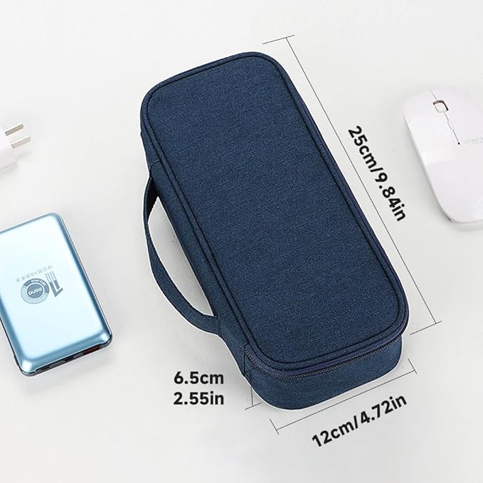 Teskyer Electronics Organizer Travel Case, Waterproof Portable Tech Accessories Pouch with Organized Compartments for Cables, Phone, Chargers, Earphone, Navy Blue