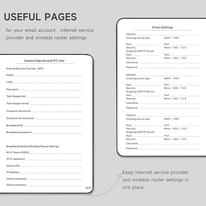 Password Book with Alphabetical Tabs – Hardcover Internet Address & Password Organizer – Password Keeper Notebook for Computer & Website – 7 x 10" Log-in Password Journal w/Thick Paper (Black)