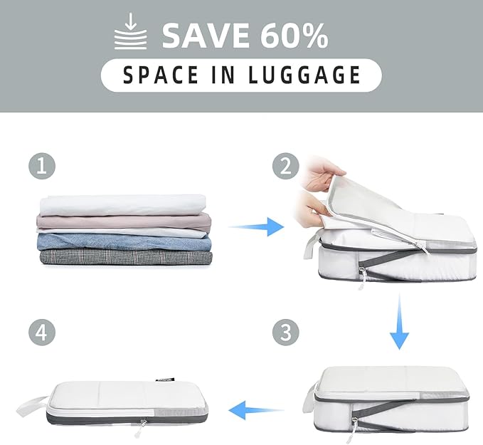 BAGAIL 6 Set Ultralight Compression Packing Cubes Packing Organizer for Travel Accessories Luggage Suitcase Backpack