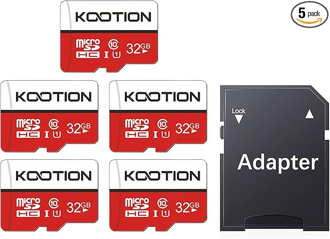 KOOTION 32GB Micro SD Card 5 Pack, Class 10 MicroSDHC Flash Memory Card with Adapter UHS-I, Full HD, C10 TF Card for Smartphone
