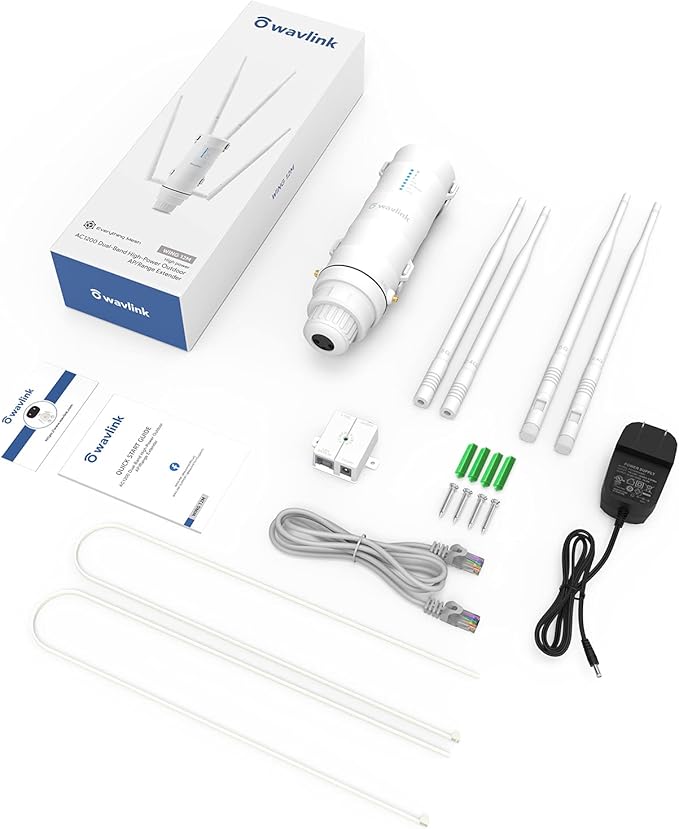 WAVLINK AC1200 Outdoor WiFi Long Range Extender, Dual Band Weatherproof Outdoor Access Point with POE, High Power WiFi Extender Signal Booster, Support Wi-Fi AP/Repeater/Router Mode