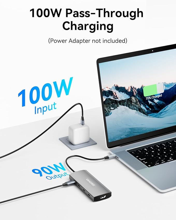 USB C to USB C Hub 10Gbps, 3 USB 3.2 Gen 2 Ports, 4K@60Hz HDMI, 100W PD, 2 USB 3.0 & SD/TF Card Reader, USBC Splitter Multiport Adapter for MacBook Pro/Air, iMac, iPad Pro(Not Support Type-C Monitor)