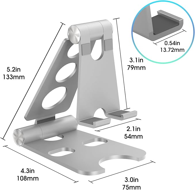 Kado Aluminum Alloy Tablet Stand for Portable Monitor, Foldable iPad Stand Holder Adjustable, Computer Office Desk Accessories for Kindle, Switch, iPad Pro/Air/Mini, iPhone Pro/Max/Plus