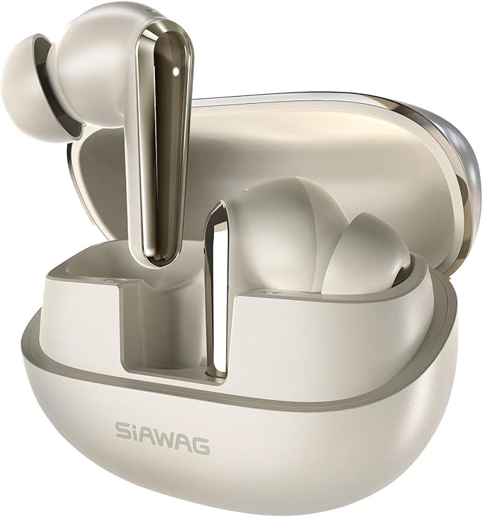 Wireless Earbuds Bluetooth 5.4 Light Weight in Ear Earphones 10mm Drivers with Powerful Bass IPX5 Waterproof Headphones 60H Long Playtime Bluetooth Headphones ANC ENC Noise Cancelling Khaki