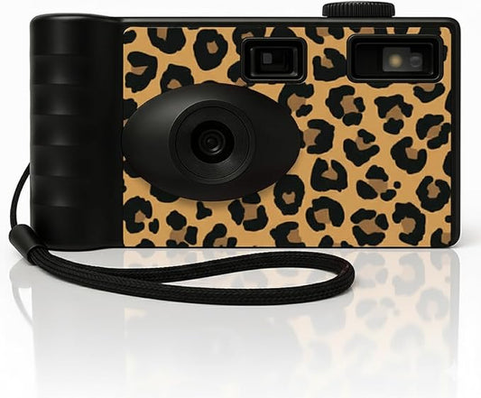 LENSY Screen Free Digital Camera | Four Built in Filters | Rechargeable, 8mp, Lightweight, Focus-Free, Auto-Flash, Easy-to-Use, Reusable, Retro Film-Style Photos (Cheetah Print)
