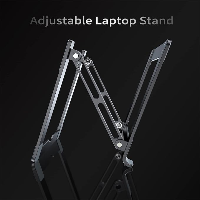 Laptop Stand for Desk - Adjustable Laptop Holder, Portable Laptop Riser with Multi-Angle Height Adjustable Computer Stand for MacBook Air/Pro and More Notebooks 10-17.3" - Grey