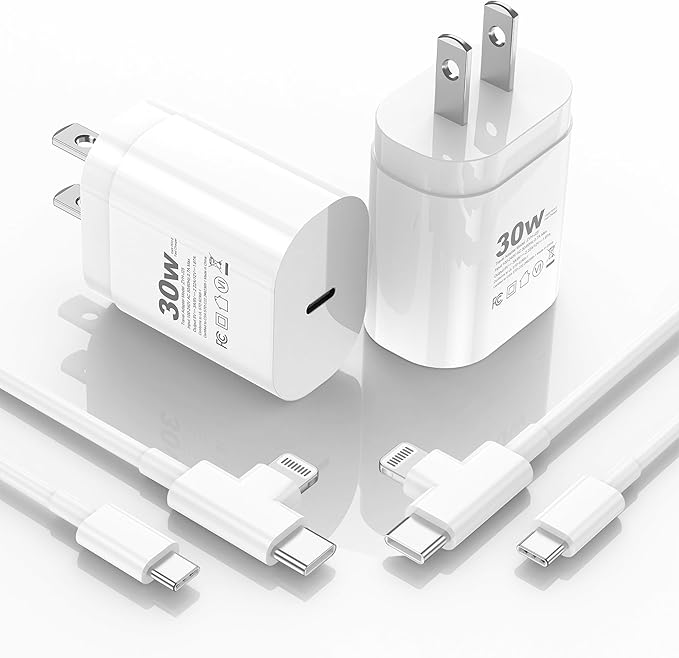 30W iPhone 17/16/15/14/13/12 Charger Fast Charging Block with 6FT Long C to Type C& Lightning Cable.Fast Charging for All iPhone/iPad and Galaxy Series (White 2)