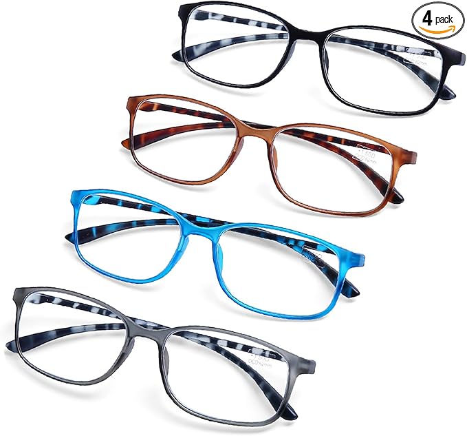 AQWANO Blue Light Blocking Computer Reading Glasses 2.75- Comfortable Lightweight TR90 Flexible Frame Anti Glare Eye Strain Readers for Women Men, No Rubber Arms