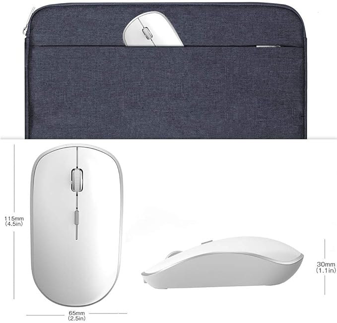 Wireless Mouse for Laptop, J JOYACCESS Silent Stream line Optical Cordless Mouse with USB Nano Receiver and High Precision 2400 DPI-Silver+White