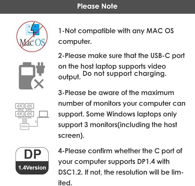 USB C Docking Station Dual DP Monitor, Displayport Docking Station with Dual DP, HDMI, VGA, USB2.0 Ports for Lenovo HP Dell, Windows System Computer