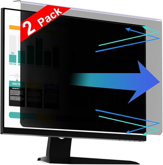 RedANGEL 【2 Pack】 24 Inch Privacy Screen Protector (Compatible with 23", 23.6", 23.8") for 16:9/16:10 Widescreen Monitors-Blue Light Blocking,Hanging Design, Anti-Scratch for Desktop Computers