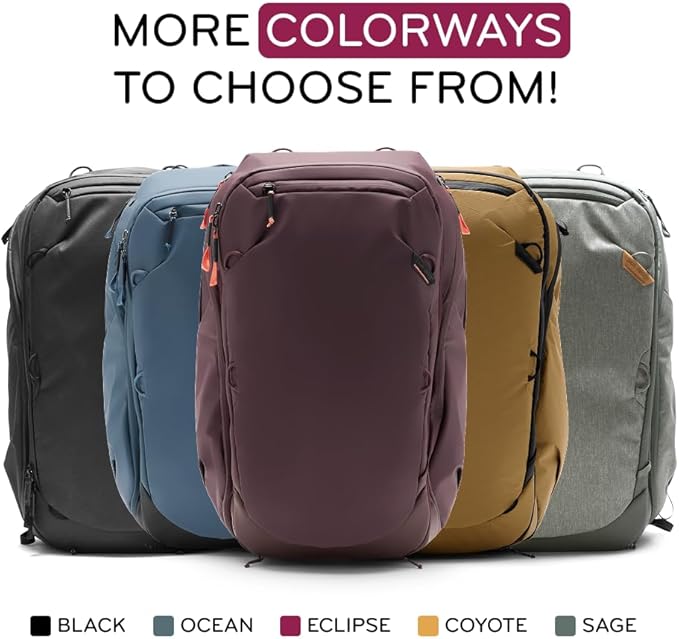 Peak Design Travel Backpack 45L, Ocean, Expandable 35-45L Design, Rear and Top Access, Weatherproof Shell, Laptop Sleeve, Ideal for Travel or Everyday Carry, Versatile Backpack for Men and Women