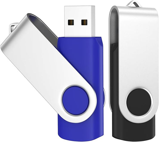 ABLAZE 64GB Flash Drive 2 Pack, USB 2.0 Thumb Drives with Lanyards Swivel USB Memory Stick 16GB