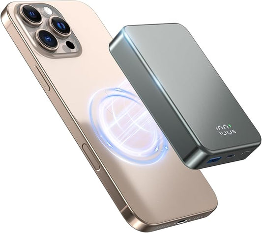 Magnetic Power Bank 26800mAh for Magsafe Portable Charger, Aluminum Alloy Large Capacity 20W USB-C in&Out Wireless Fast Charging Battery Pack for iPhone16 Plus Pro Max/15/14/13/12 Series, Silvery Gray