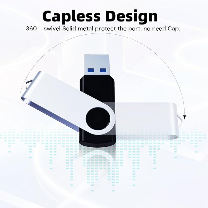 64GB Flash Drive 10 Pack, Wooolken USB 2.0 Thumb Drive Bulk Pen Drive Metal Swivel Memory Stick 64GB 10 Colors Multipack Value Zip USB Drives with Lanyard