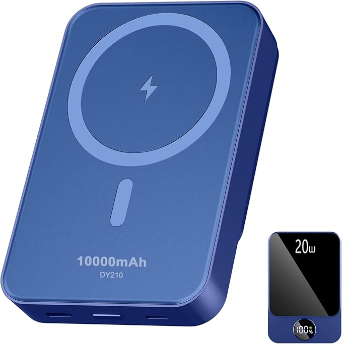 Magnetic Portable Charger, Power Bank 10000mAh with PD 20w Fast Charging, USB C in&Out Battery Pack, Compatible with Mag-Safe for iPhone 12/13/14/15/16 Pro/Pro Max Series, Samsung, Android, and More