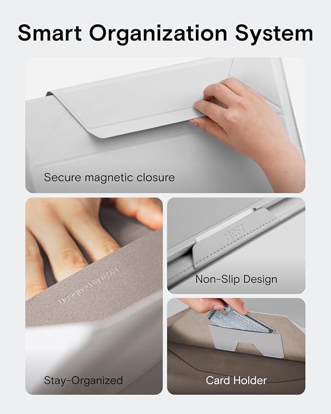 MOFT Laptop Carry Sleeve, 2-in-1 Laptop Bag & Stand for 15"-16" MacBook Air/Pro & Dell/HP/Lenovo/Asus, Stylish Slim Computer Sleeve Bag with Expandable Storage for Computer Accessories, Beach White