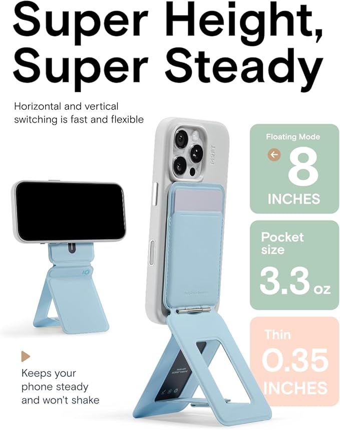 MOFT Phone Tripod Wallet for iPhone, Mulit-Angles, Lightweight Phone Stand, MOVAS Vegan Leather Magnetic Wallet, Strong Magnets, NFC Card Holder, Travel Essential, Soothing Mist (with Card Slot)