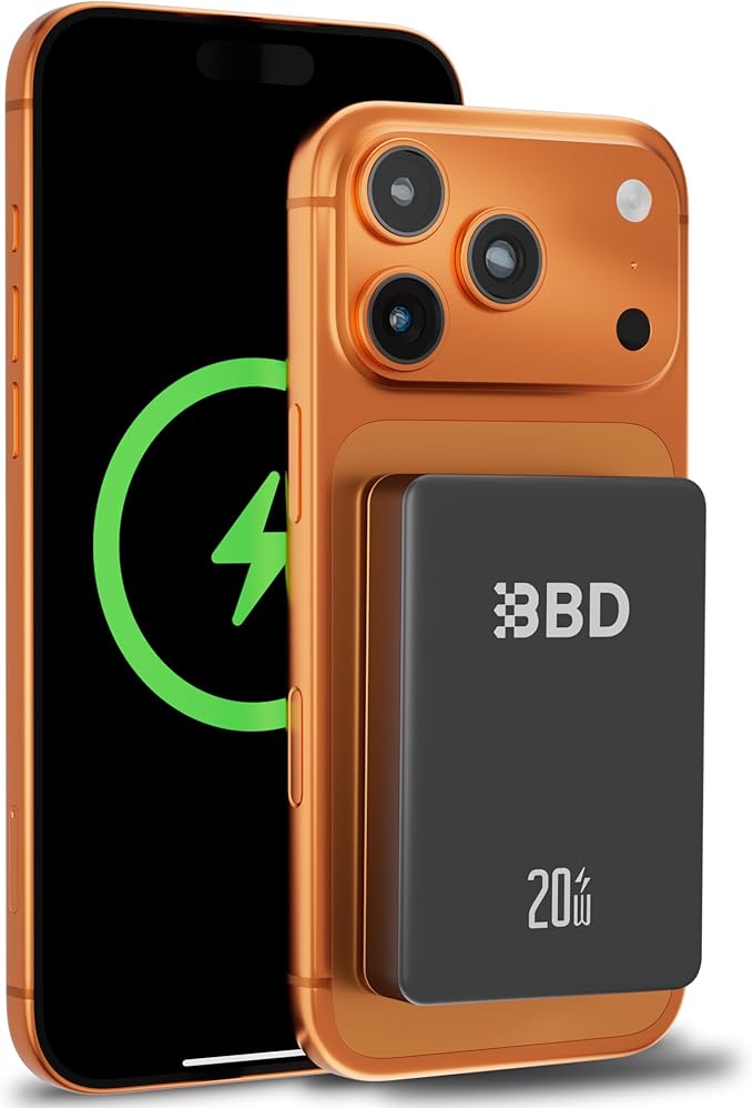 BBD Magsafe Portable Charger,10000mAh Magnetic Power Bank Fast Charging PD 20w with USB C Cable,Slim Magsafe Battery Pack Travel Essential,Wireless Power Bank for iphone 17/16/15/14/13/12 Series 1Pack