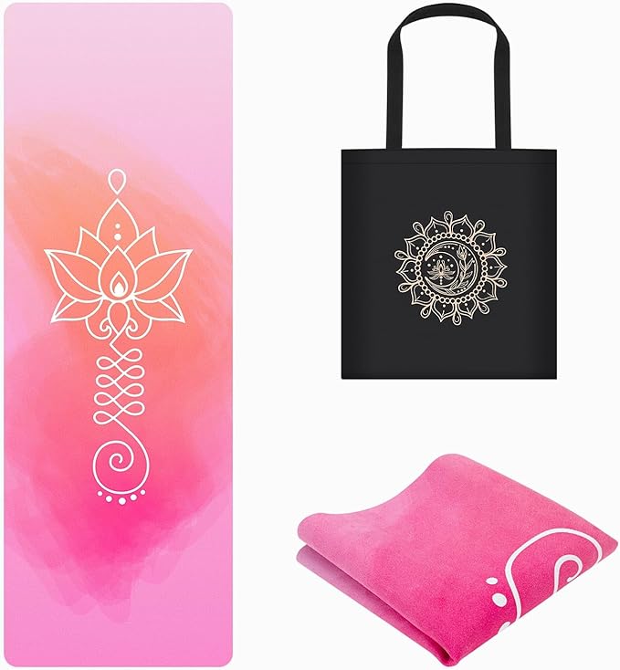 Travel Yoga Mat, Non-slip Foldable Travel Fitness Mat With Carry Bag for Yoga, Exercise, Pilates, 1.5mm Thick Lightweight Exercise Yoga Mat for Women